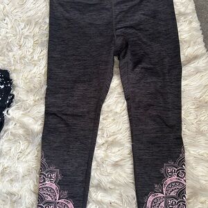 GAIAM Dark Gray Leggings with Pink Accents